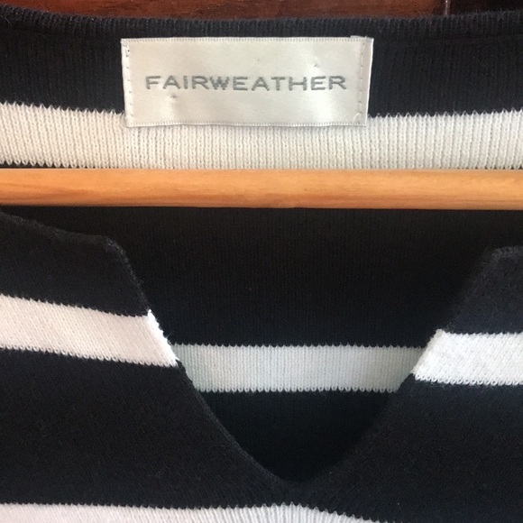 Women's Fairweather Black and White Stripe Cotton Knit Sleeveless Top, Large - Picture 4 of 9